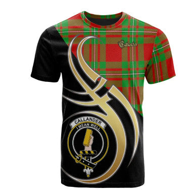 Scottish Callander Modern Clan Crest Tartan T-Shirt Believe in Me Front Side Tartan Plaid