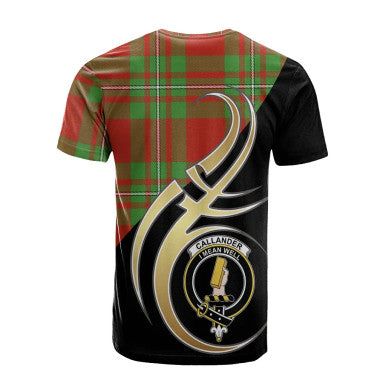 Scottish Callander Modern Clan Crest Tartan T-Shirt Believe in Me Back Side Tartan Plaid