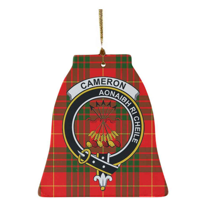 Scottish Cameron Clan Crest Tartan Ceramic Ornament Bell Shape Tartan Plaid