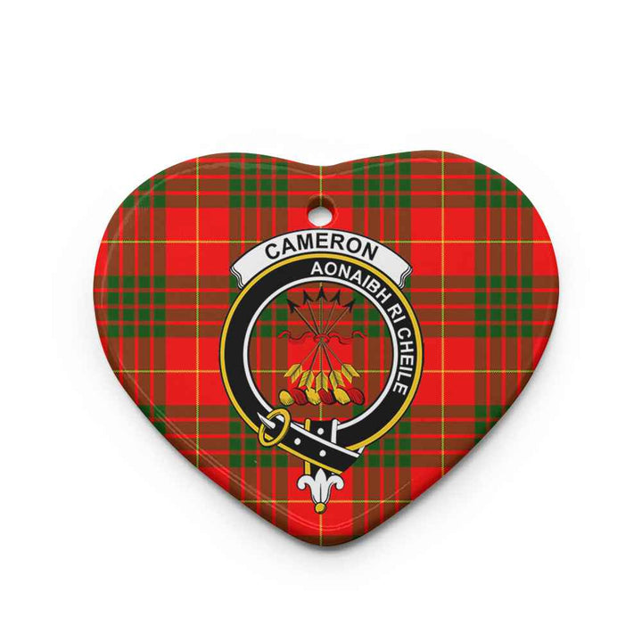 Scottish Cameron Clan Crest Tartan Ceramic Ornament Heart Shape Tartan Plaid