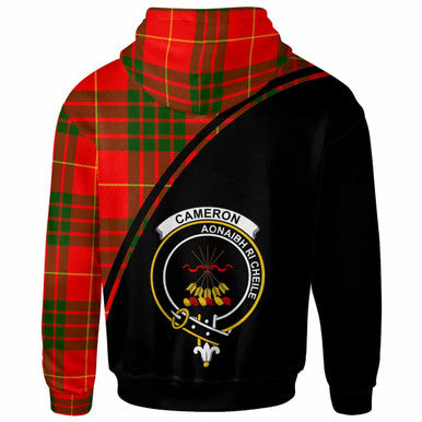 Scottish Cameron Clan Crest Tartan Curve Hoodie Back Side Tartan Plaid