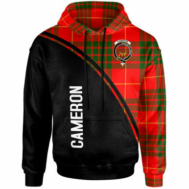 Scottish Cameron Clan Crest Tartan Curve Hoodie Front Side Tartan Plaid