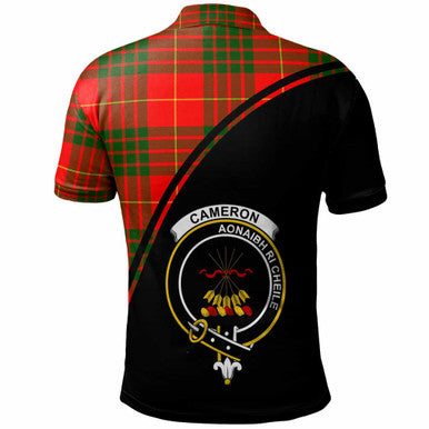 Scottish Cameron Clan Crest Tartan Curve Polo Shirt Back Side Tartan Plaid