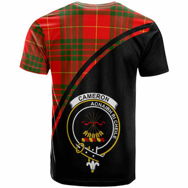 Scottish Cameron Clan Crest Tartan Curve T-Shirt Back Side Tartan Plaid