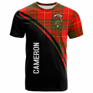 Scottish Cameron Clan Crest Tartan Curve T-Shirt Front Side Tartan Plaid