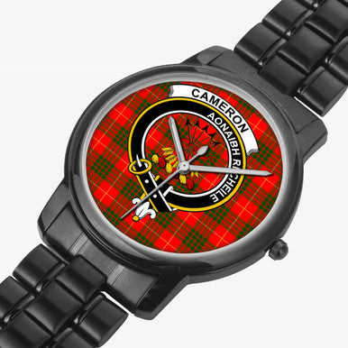Scottish Cameron Clan Crest Tartan Folding Clasp Steel Quartz Watches Tartan Plaid Black 2