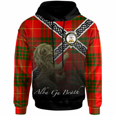 Scottish Cameron Clan Crest Tartan Hoodie - Scotland Lion Front Side Tartan Plaid