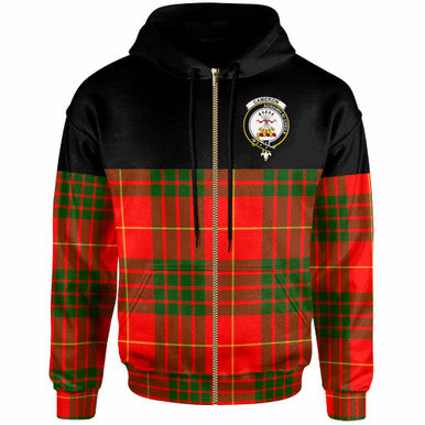 Scottish Cameron Clan Crest Tartan Hoodie - Horizontal Style Zip-up Tartan Plaid