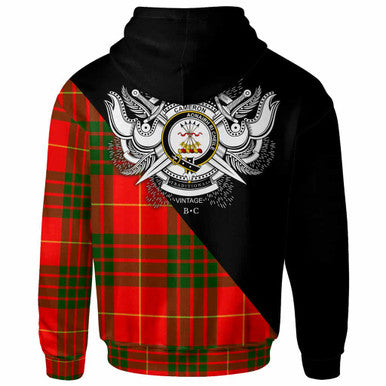 Scottish Cameron Clan Crest Tartan Hoodie - Military Logo Back Side Tartan Plaid