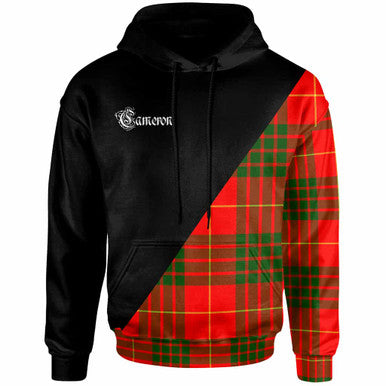 Scottish Cameron Clan Crest Tartan Hoodie - Military Logo Front Side Tartan Plaid
