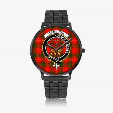Scottish Cameron Clan Crest Tartan Instafamous Steel Quartz Watches Tartan Plaid Black 1