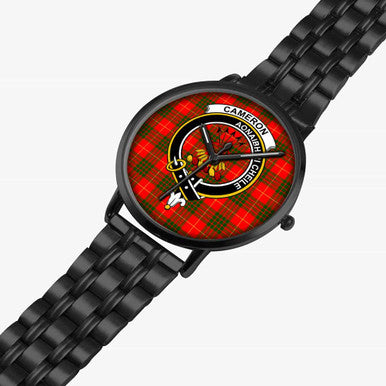 Scottish Cameron Clan Crest Tartan Instafamous Steel Quartz Watches Tartan Plaid Black 2