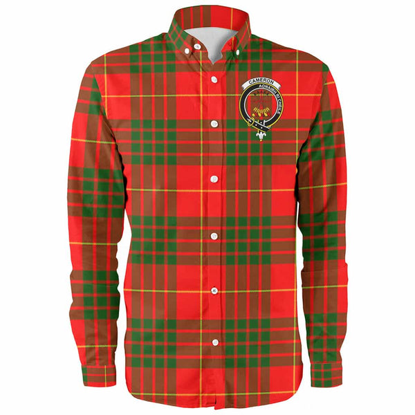 Scottish Cameron Clan Crest Tartan Long Sleeve Shirt Front Side Tartan Plaid