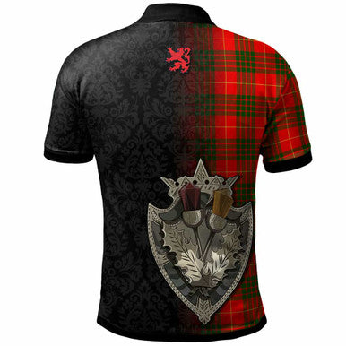 Scottish Cameron Clan Crest Tartan Polo Shirt - Half Thistle Flowers Celtic Design Back Side Tartan Plaid