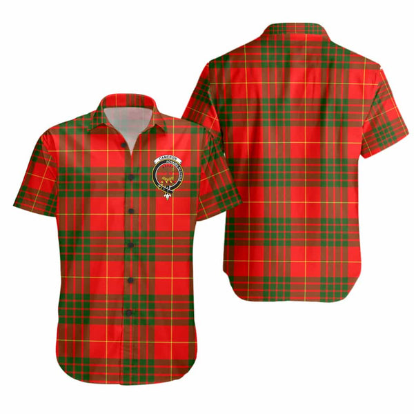 Scottish Cameron Clan Crest Tartan Short Sleeve Shirt Tartan Plaid