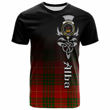 Scottish Cameron Clan Crest Tartan T-Shirt - Alba Gu Brath Family Crest Celtic Inspired Front Side Tartan Plaid