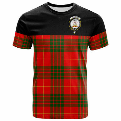 Scottish Cameron Clan Crest Tartan T-Shirt - Horizontal Style Front Side Tartan Plaid