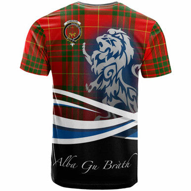 Scottish Cameron Clan Crest Tartan T-Shirt - Scotland Lion Back Side Tartan Plaid