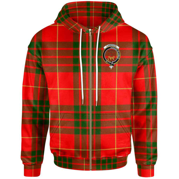 Scottish Cameron Clan Crest Tartan Hoodie Zip Tartan Plaid