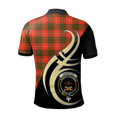 Scottish Cameron Modern Clan Crest Tartan Polo Shirt Believe in Me Back Side Tartan Plaid