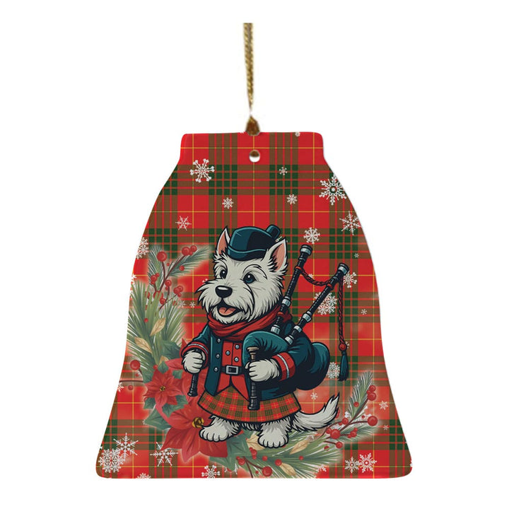 Scottish Cameron Modern Clan Tartan Ceramic Ornament Cute Scottish Terrier Dog Bell Style Tartan Plaid