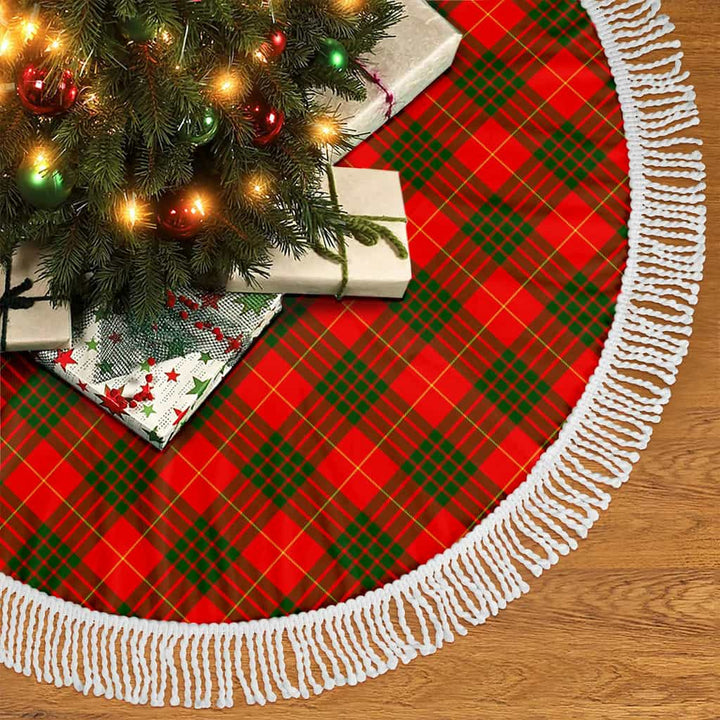 Scottish Cameron Modern Clan Tartan Christmas Tree Skirt Tassels 2 Tartan Plaid