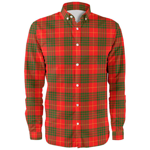 Scottish Cameron Modern Clan Tartan Long Sleeve Shirt Front Side Tartan Plaid