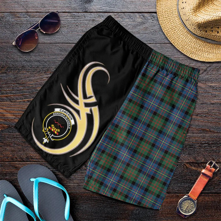 Scottish Cameron of Erracht Ancient Clan Crest Tartan Believe in Me Men's Shorts