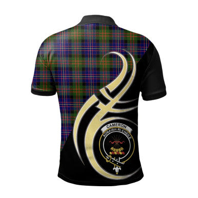 Scottish Cameron of Erracht Modern Clan Crest Tartan Polo Shirt Believe in Me Back Side Tartan Plaid