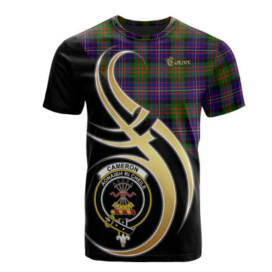 Scottish Cameron of Erracht Modern Clan Crest Tartan T-Shirt Believe in Me Front Side Tartan Plaid