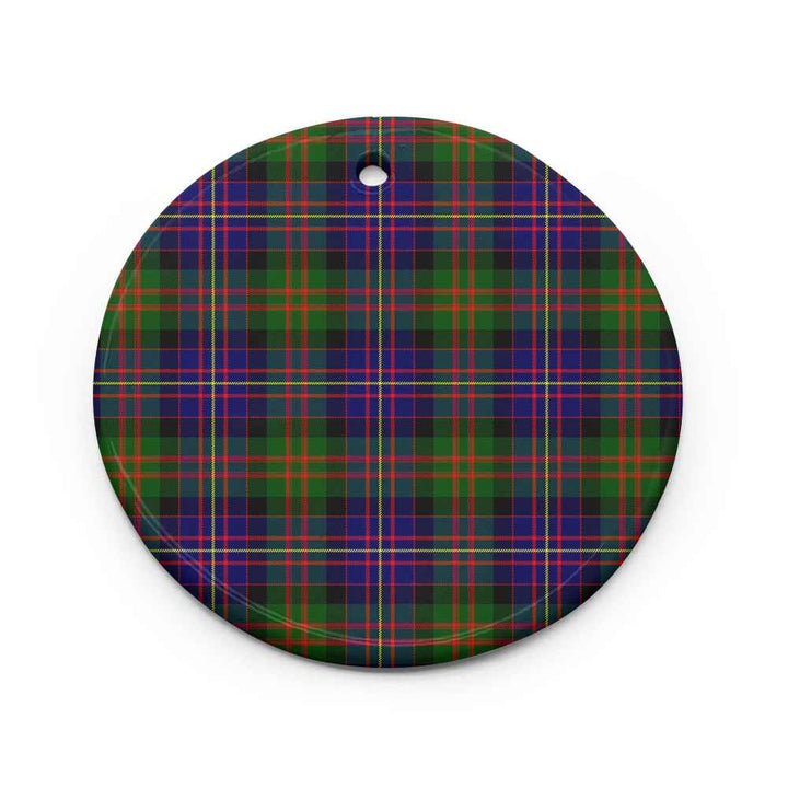 Scottish Cameron of Erracht Modern Clan Tartan Ceramic Ornament Circle Shape Tartan Plaid