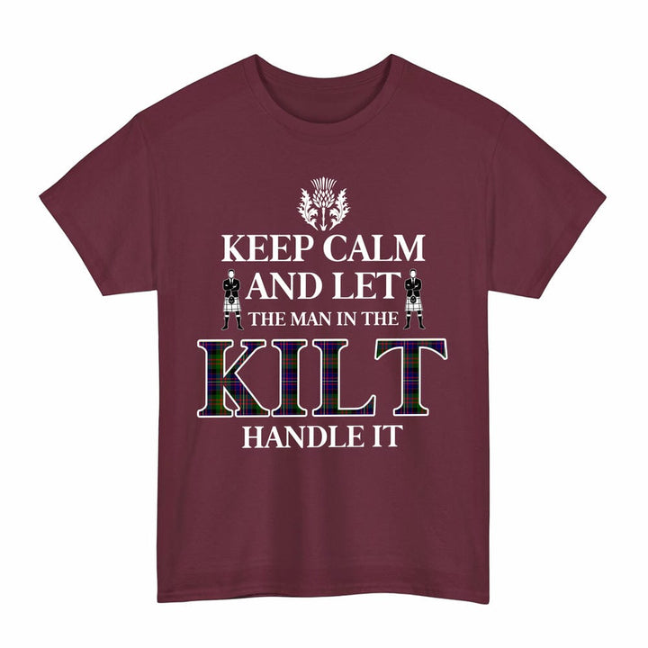 Scottish Cameron of Erracht Modern Clan Tartan T-Shirt - Keep Calm Tartan Plaid Maroon Color