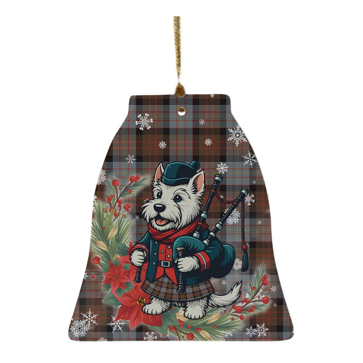 Scottish Cameron of Erracht Weathered Clan Tartan Ceramic Ornament Cute Scottish Terrier Dog Bell Style Tartan Plaid
