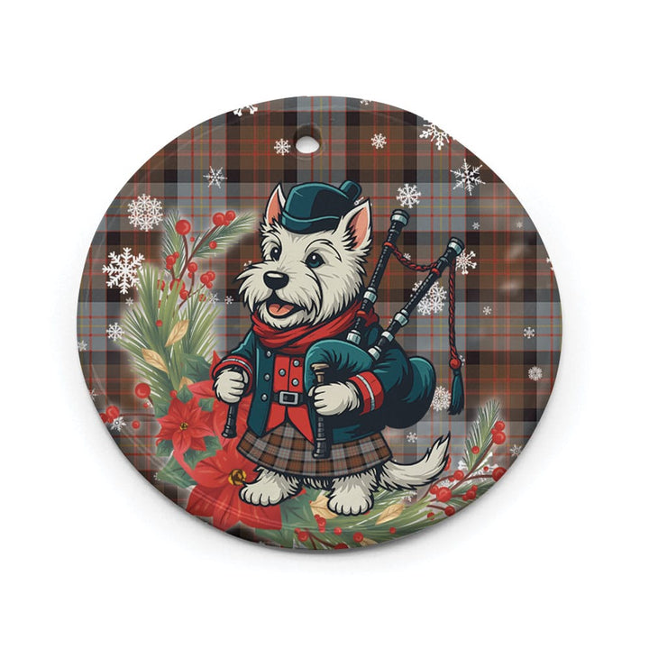 Scottish Cameron of Erracht Weathered Clan Tartan Ceramic Ornament Cute Scottish Terrier Dog Circle Style Tartan Plaid