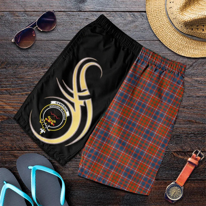 Scottish Cameron of Lochiel Ancient Clan Crest Tartan Believe in Me Men's Shorts