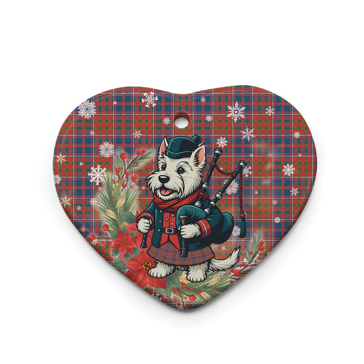 Scottish Cameron of Lochiel Ancient Clan Tartan Ceramic Ornament Cute Scottish Terrier Dog Heart Style Tartan Plaid