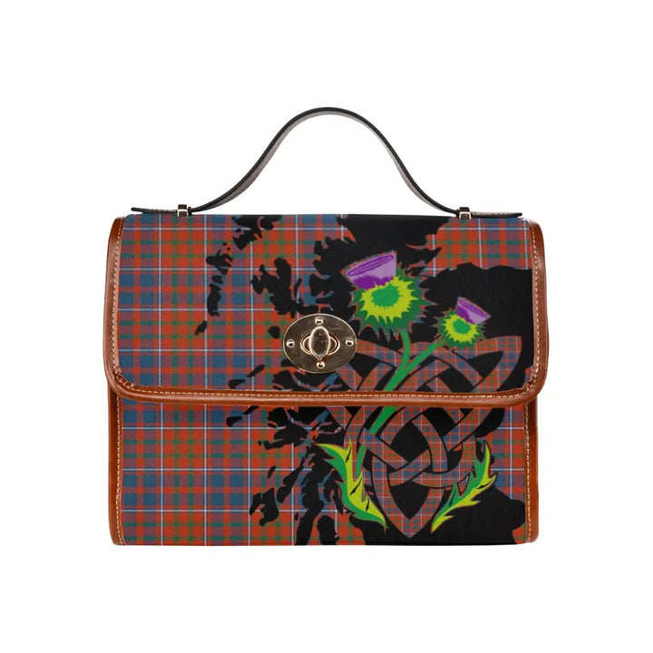 Scottish Cameron of Lochiel Ancient Clan Tartan Waterproof Canvas Bag With Thistle Tartan Plaid 1
