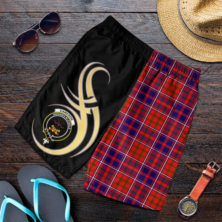 Scottish Cameron of Lochiel Modern Clan Crest Tartan Believe in Me Men's Shorts
