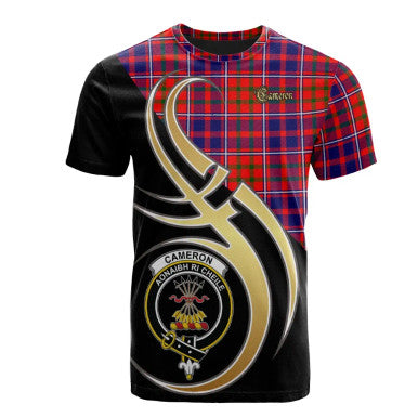 Scottish Cameron of Lochiel Modern Clan Crest Tartan T-Shirt Believe in Me Front Side Tartan Plaid