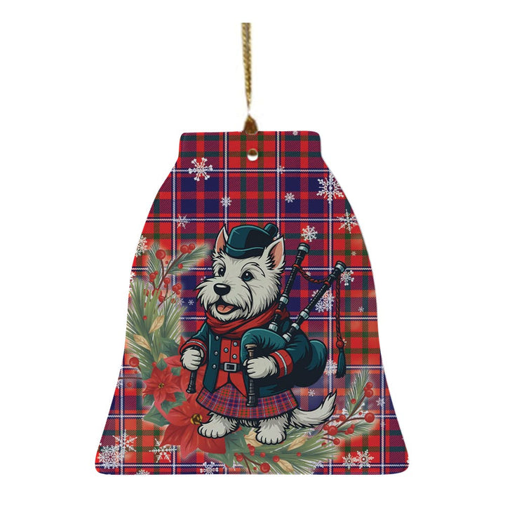 Scottish Cameron of Lochiel Modern Clan Tartan Ceramic Ornament Cute Scottish Terrier Dog Bell Style Tartan Plaid