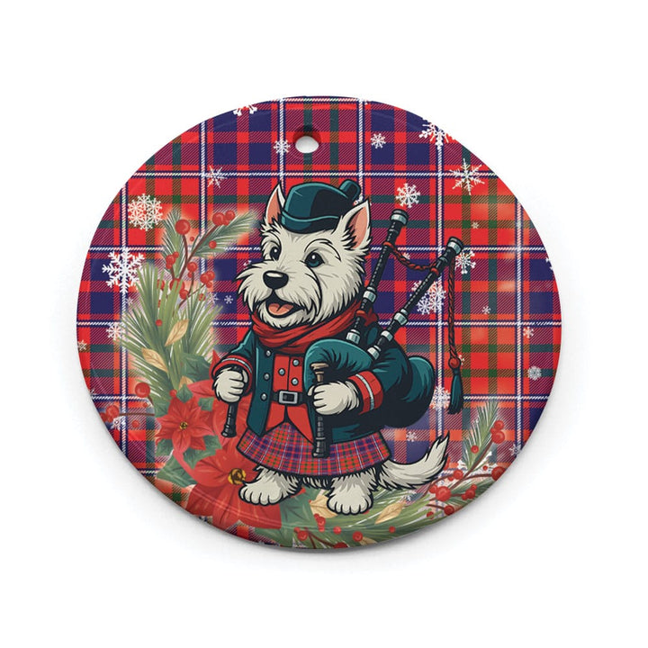 Scottish Cameron of Lochiel Modern Clan Tartan Ceramic Ornament Cute Scottish Terrier Dog Circle Style Tartan Plaid