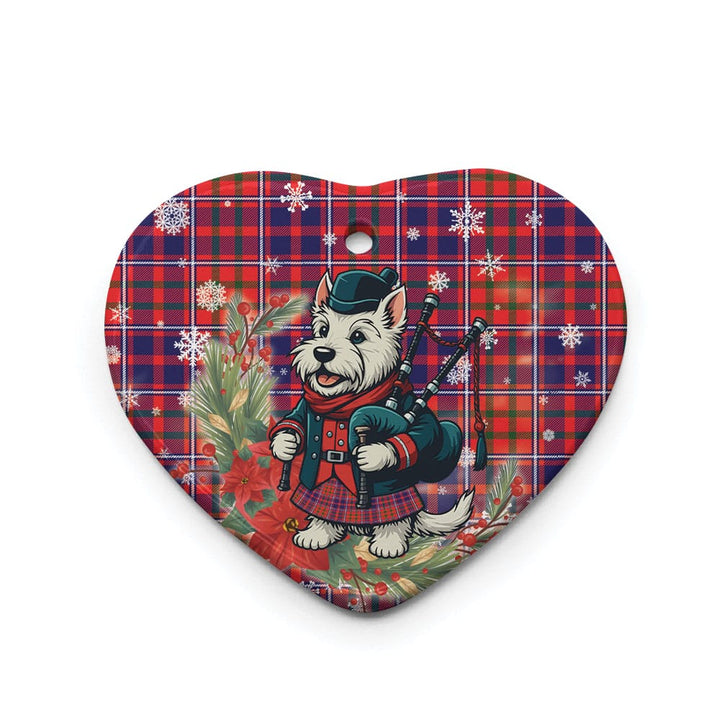 Scottish Cameron of Lochiel Modern Clan Tartan Ceramic Ornament Cute Scottish Terrier Dog Heart Style Tartan Plaid