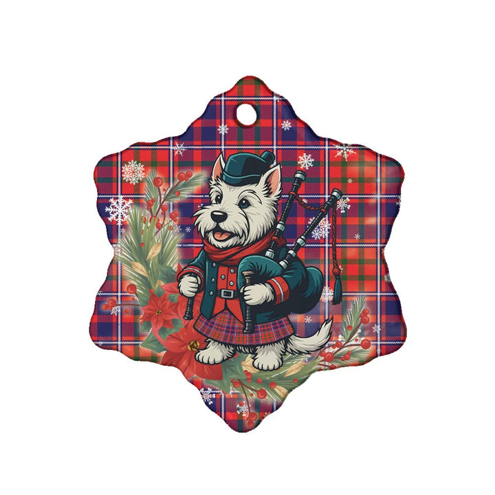 Scottish Cameron of Lochiel Modern Clan Tartan Ceramic Ornament Cute Scottish Terrier Dog Snow Flake Style Tartan Plaid