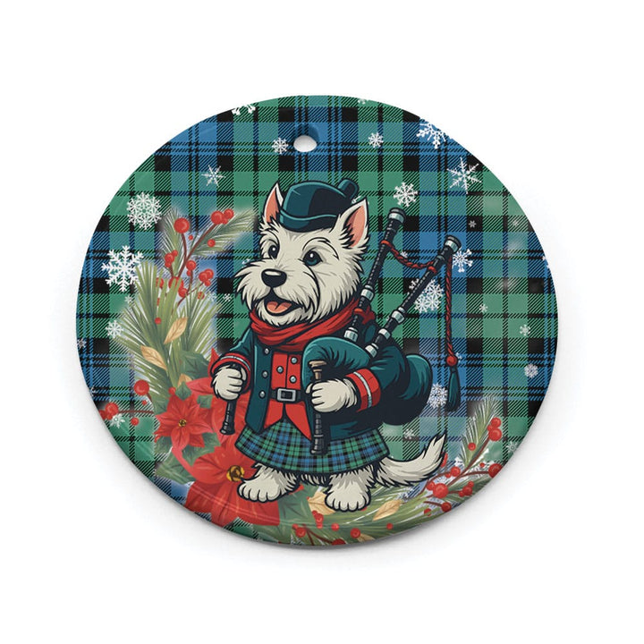 Scottish Campbell Ancient 01 Clan Tartan Ceramic Ornament Cute Scottish Terrier Dog Circle Style Tartan Plaid
