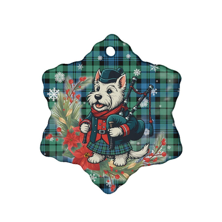 Scottish Campbell Ancient 01 Clan Tartan Ceramic Ornament Cute Scottish Terrier Dog Snow Flake Style Tartan Plaid