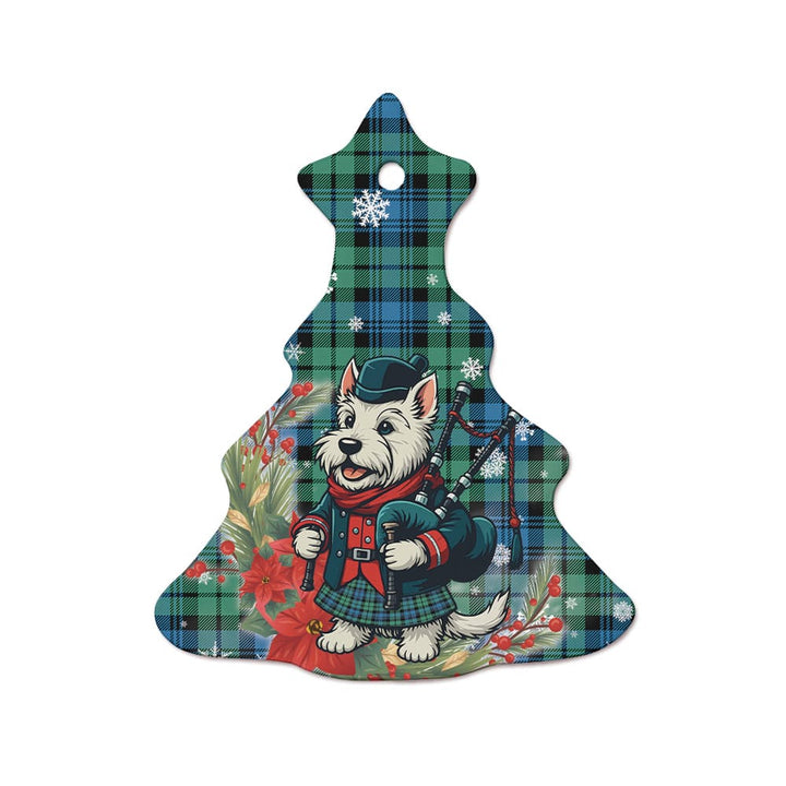 Scottish Campbell Ancient 01 Clan Tartan Ceramic Ornament Cute Scottish Terrier Dog Tree Style Tartan Plaid