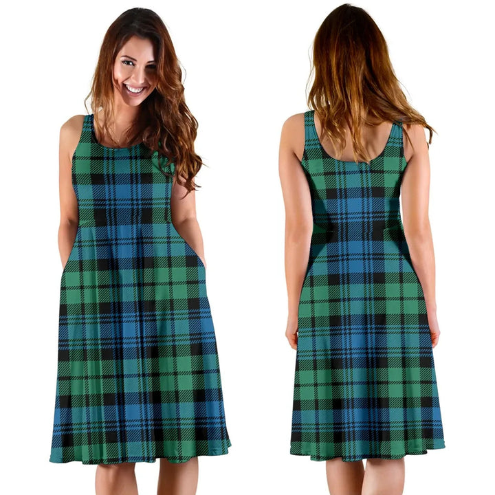 Scottish Campbell Ancient 01 Clan Tartan Women Midi Dress