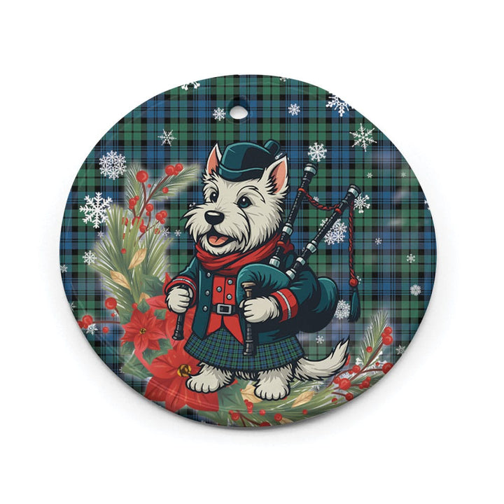 Scottish Campbell Ancient 02 Clan Tartan Ceramic Ornament Cute Scottish Terrier Dog Circle Style Tartan Plaid