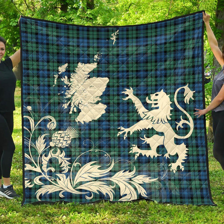 Scottish Campbell Ancient 02 Clan Tartan Quilt Rampant Lion with Thistle Tartan Plaid 1