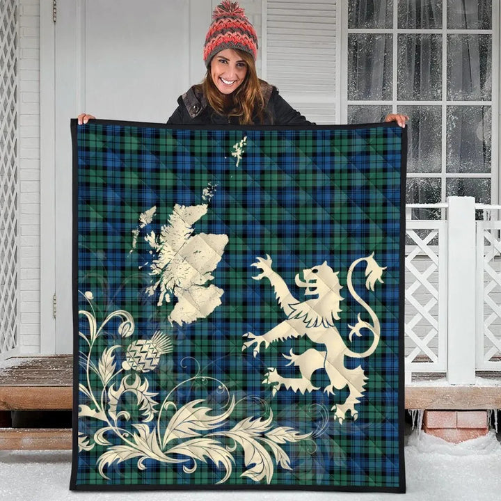Scottish Campbell Ancient 02 Clan Tartan Quilt Rampant Lion with Thistle Tartan Plaid 3